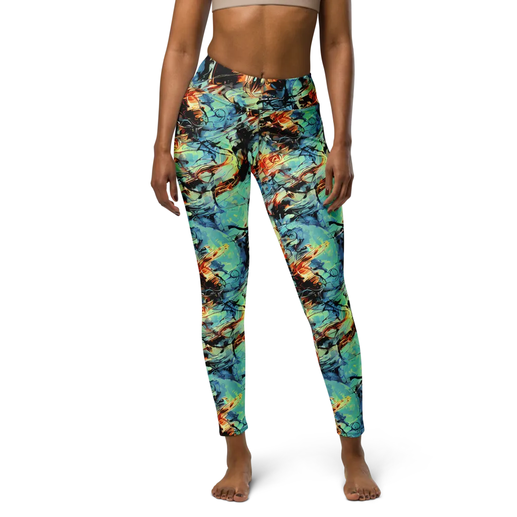 Tidal Flame on Yoga Leggings — Front