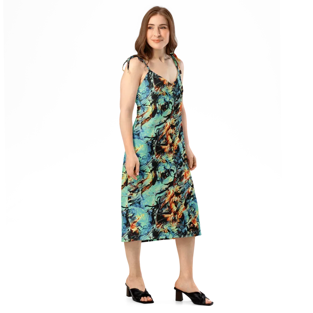 Tidal Flame on Slip Dress — Right Front