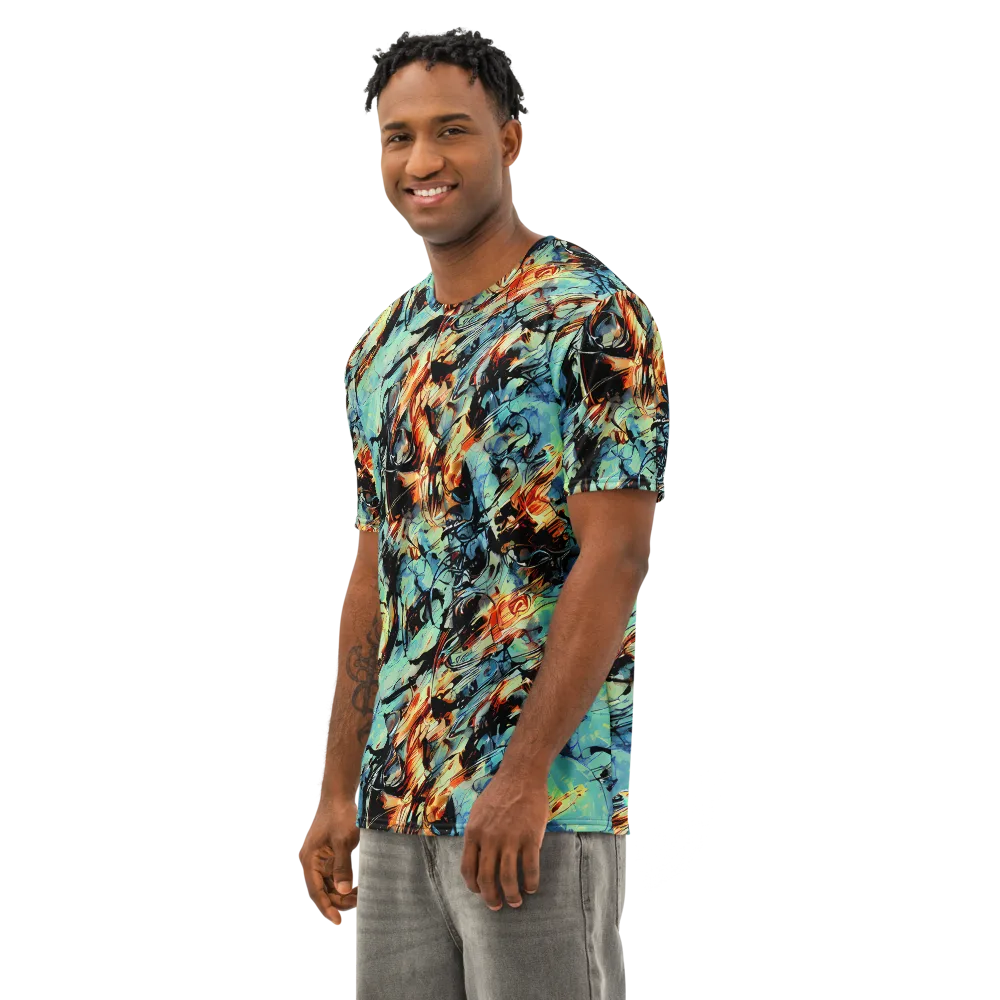 Tidal Flame on Men's Cotton Crew Neck T-Shirt — Left Front