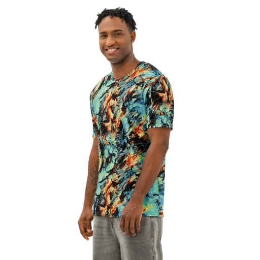 Tidal Flame on a Men's Cotton Crew Neck T-Shirt