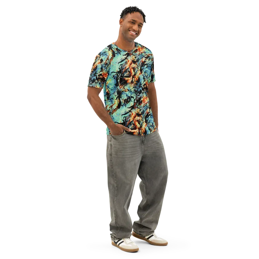 Tidal Flame on Men's Cotton Crew Neck T-Shirt — Right Front