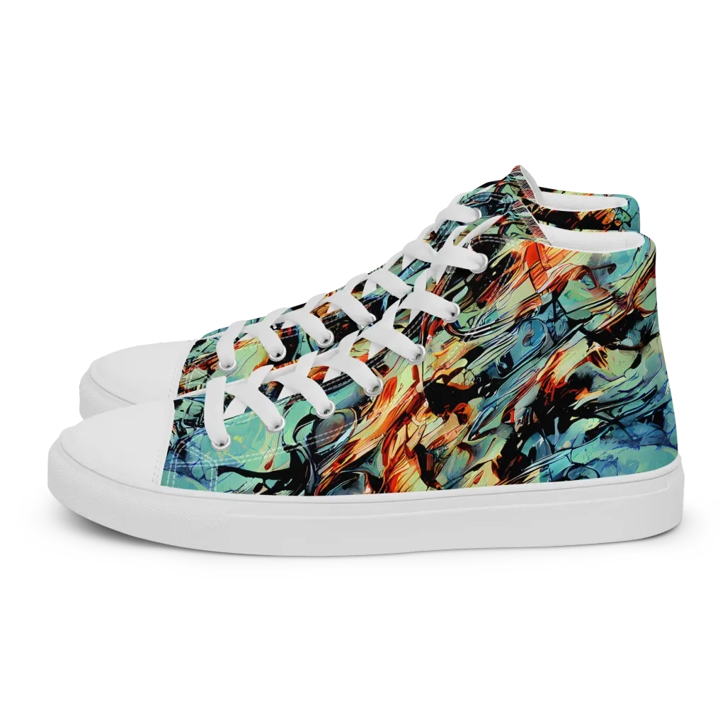 Tidal Flame on Men's High Top Canvas Shoes — Left