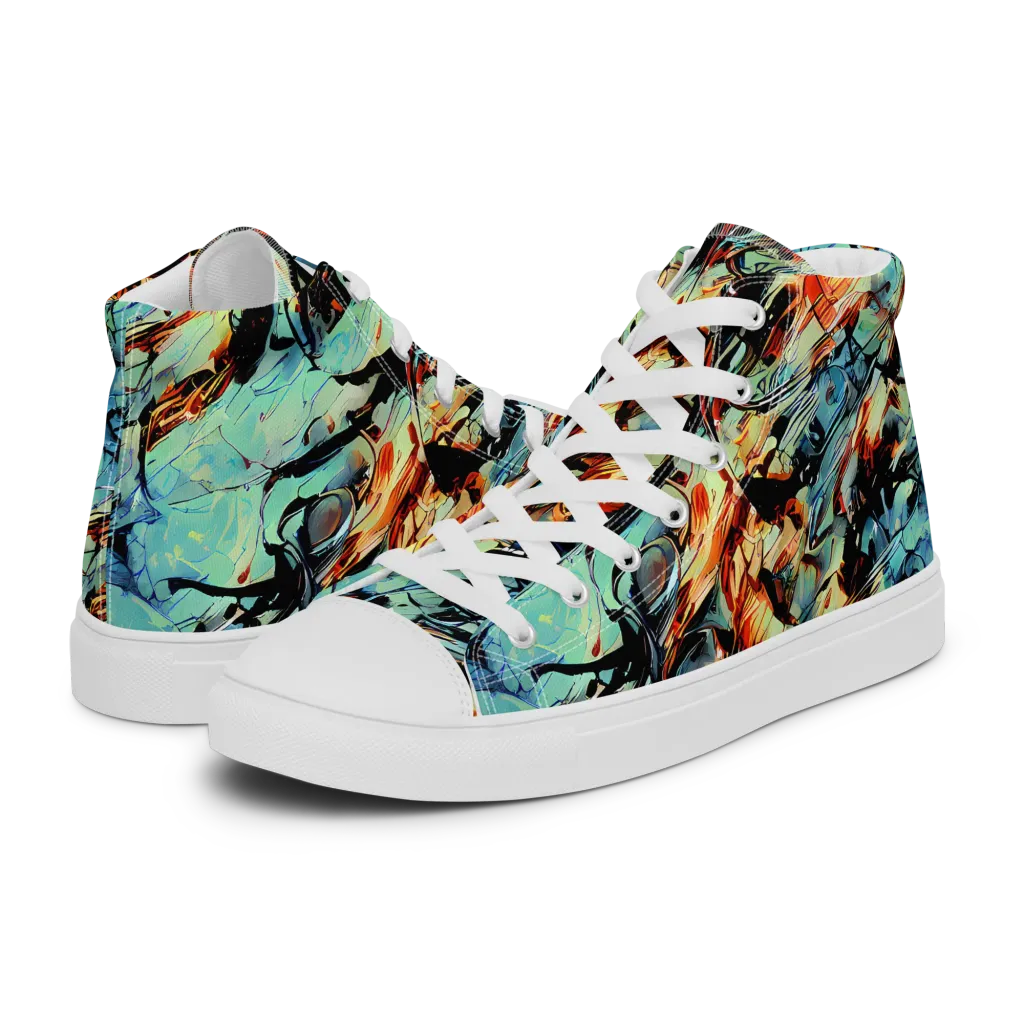 Tidal Flame on Men's High Top Canvas Shoes — Left