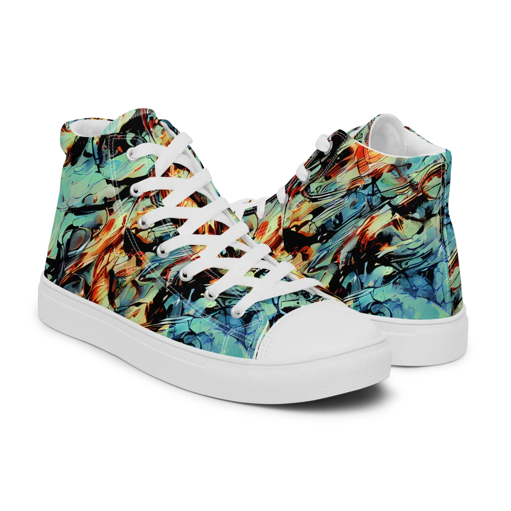 Tidal Flame on Men's High Top Canvas Shoes — Right