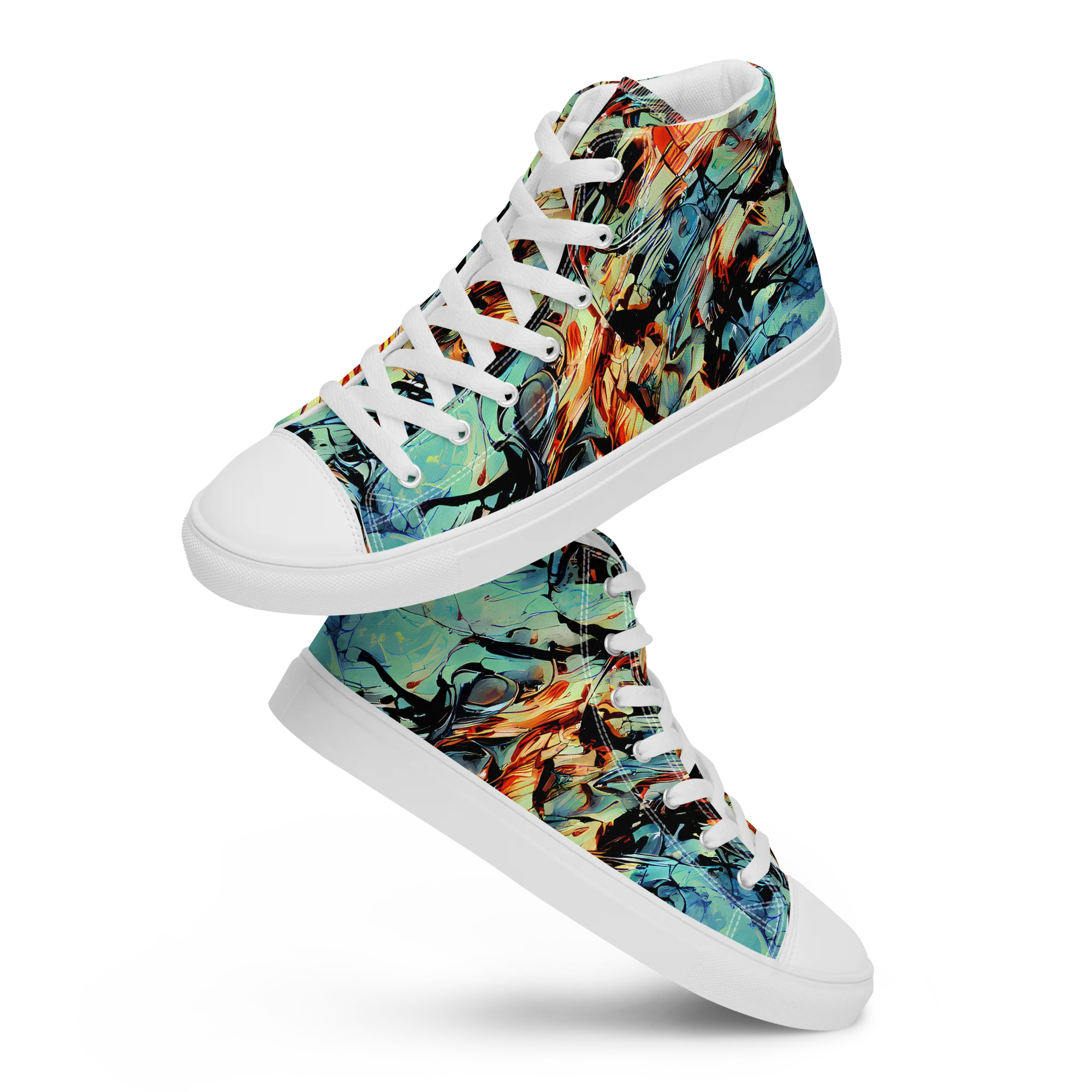 Tidal Flame on Men's High Top Canvas Shoes — Front