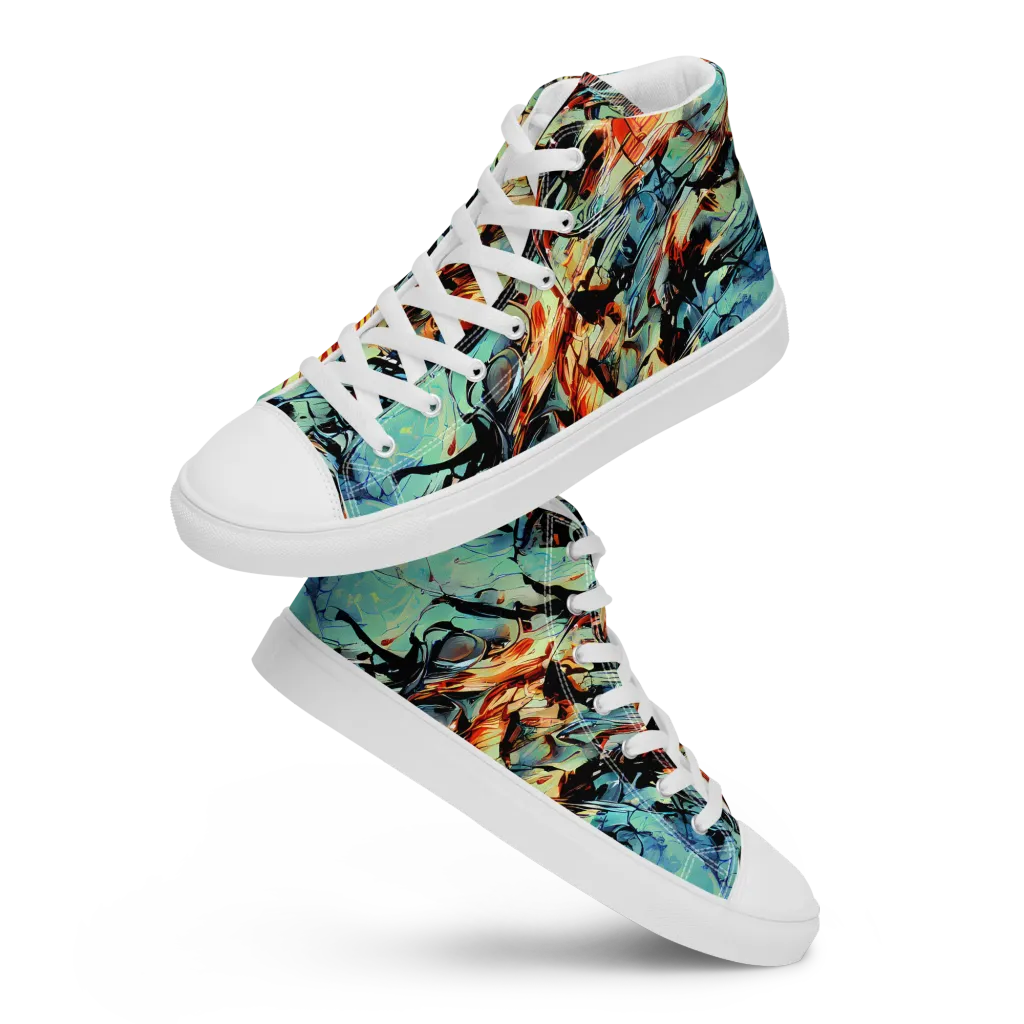 Tidal Flame on Men's High Top Canvas Shoes — Front