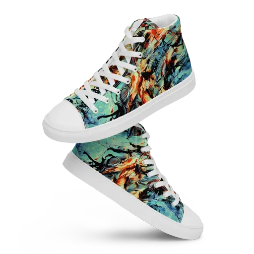 Tidal Flame on a Men's High Top Canvas Shoes
