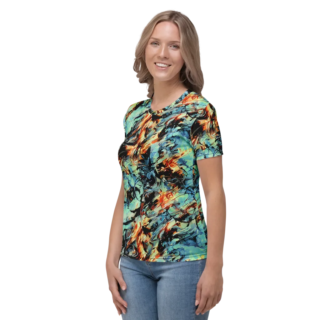 Tidal Flame on Women's Crew Neck T-Shirt — Left