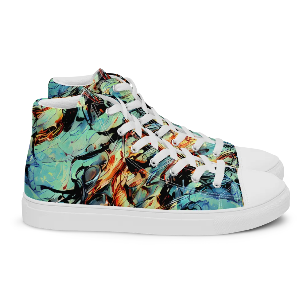 Tidal Flame on Women's High Top Canvas Shoes — Right