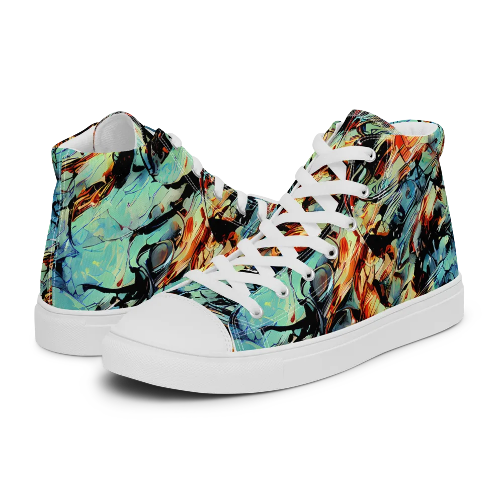 Tidal Flame on Women's High Top Canvas Shoes — Left