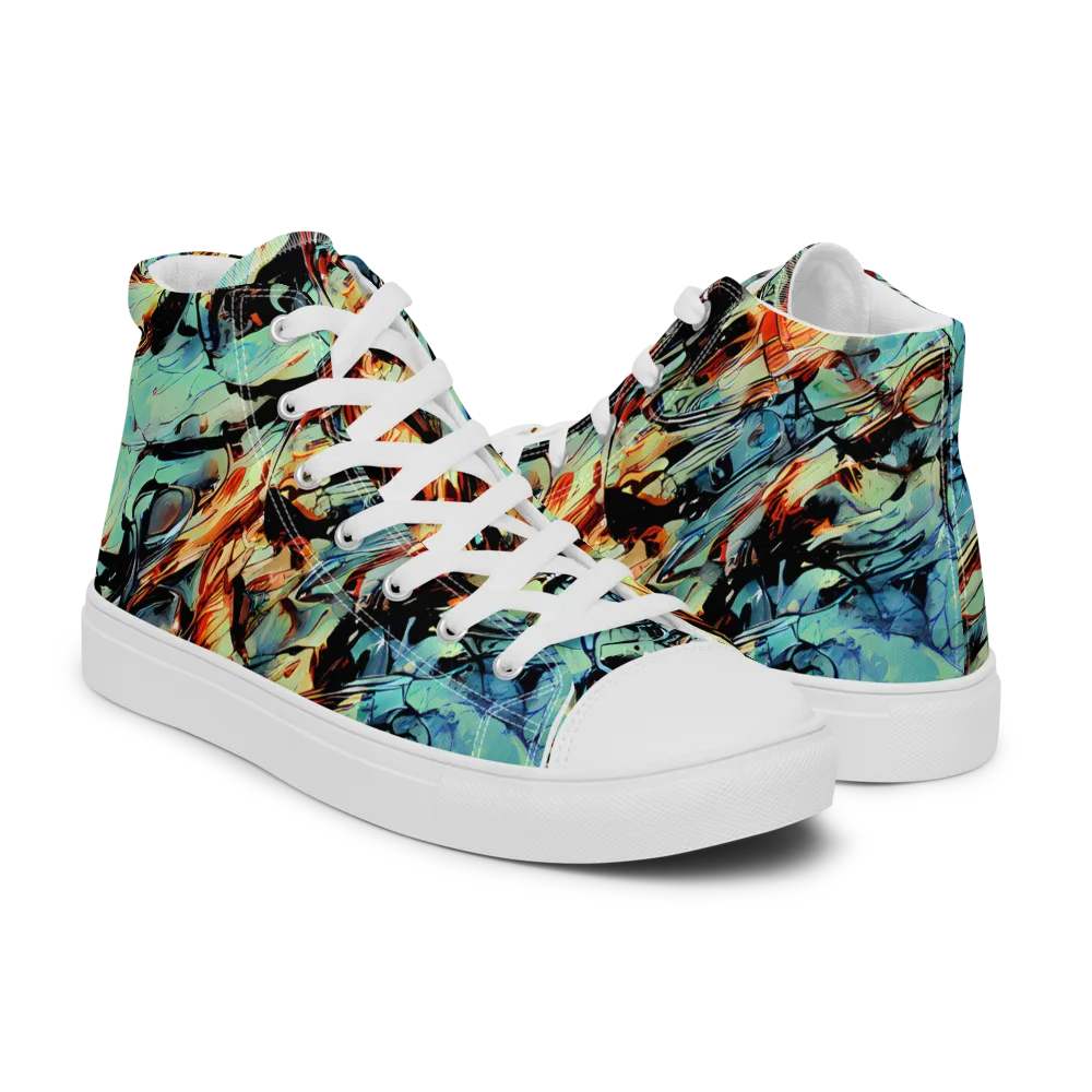 Tidal Flame on Women's High Top Canvas Shoes — Right