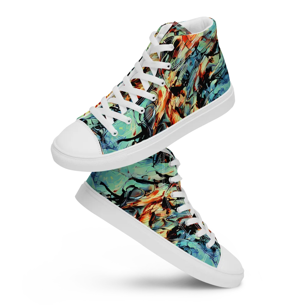 Tidal Flame on Women's High Top Canvas Shoes — Front