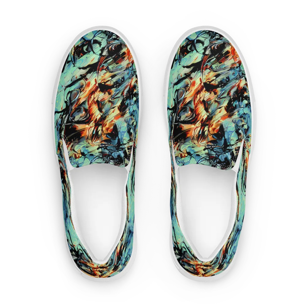 Tidal Flame on Men's Slip-On Canvas Shoes — Front