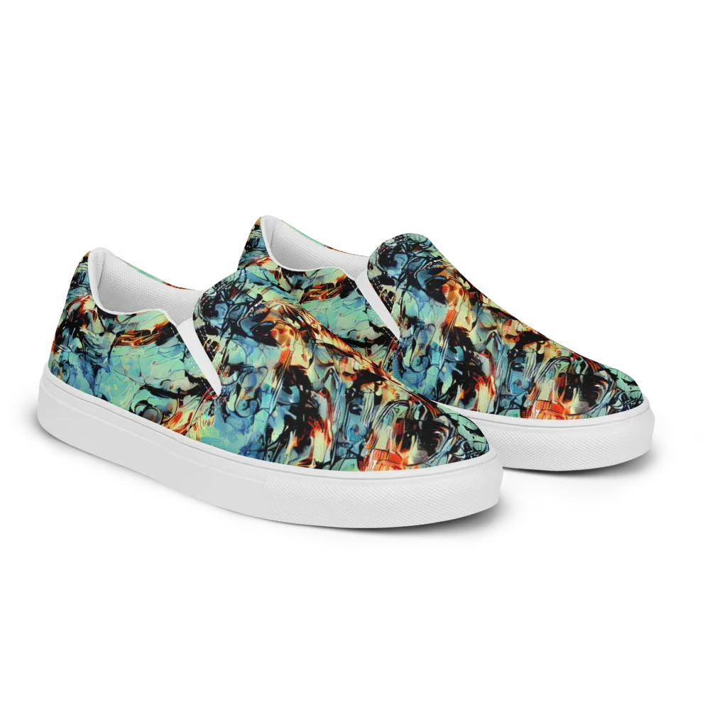 Tidal Flame on Men's Slip-On Canvas Shoes — Right Front