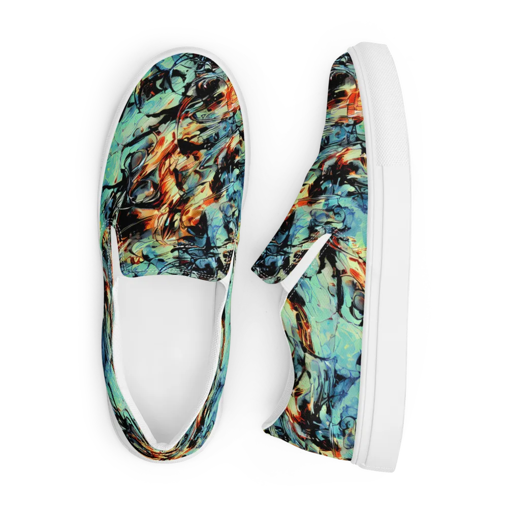 Tidal Flame on Men's Slip-On Canvas Shoes — Front