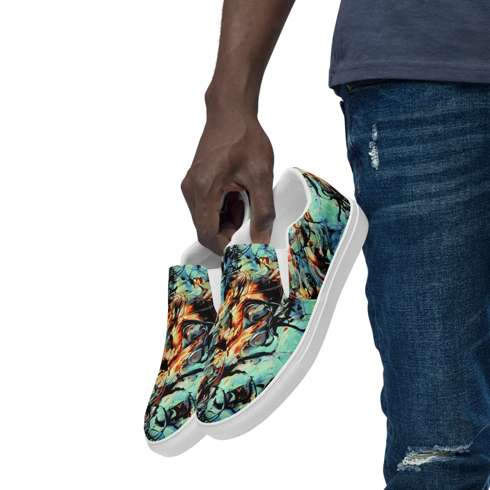Tidal Flame on Men's Slip-On Canvas Shoes — Left Front