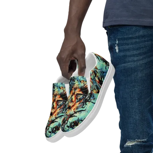 Tidal Flame on a Men's Slip-On Canvas Shoes