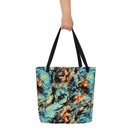Tidal Flame on a Large Tote Bag W/ Pocket