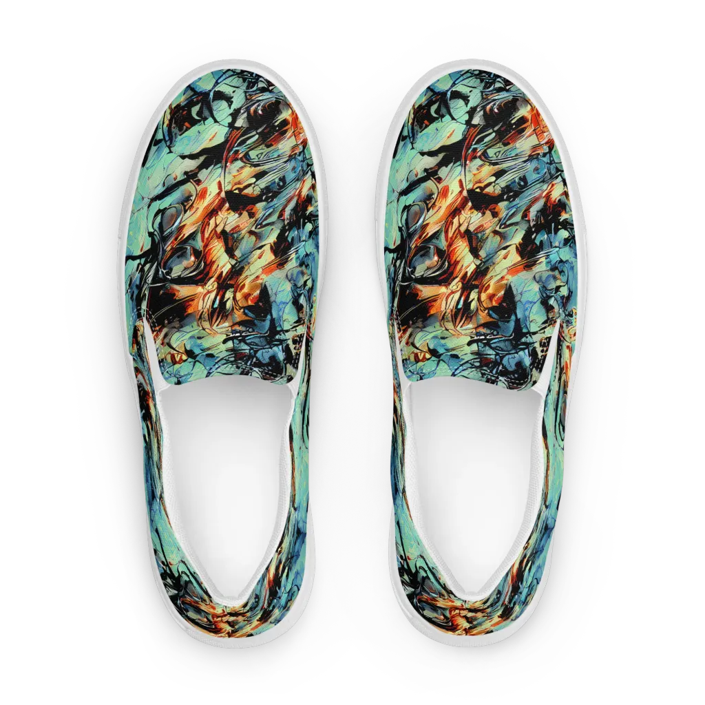 Tidal Flame on Women's Slip-On Canvas Shoes — Front