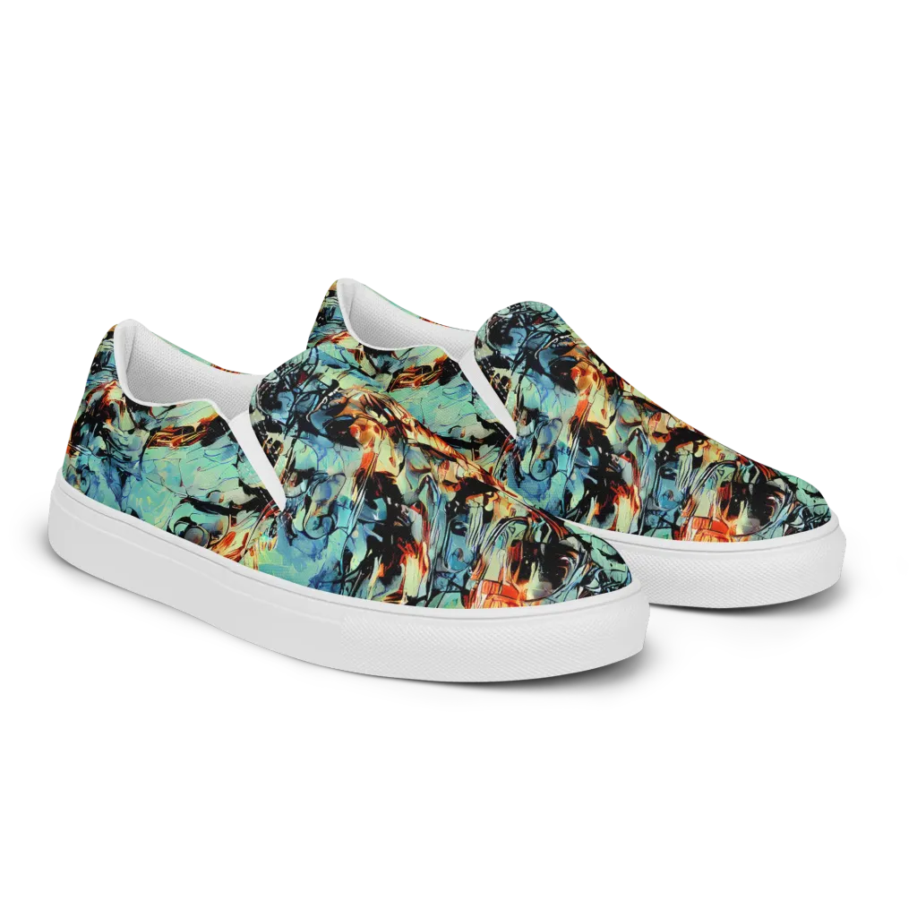 Tidal Flame on Women's Slip-On Canvas Shoes — Right Front