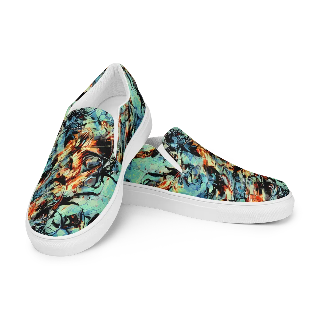 Tidal Flame on Women's Slip-On Canvas Shoes — Left Front