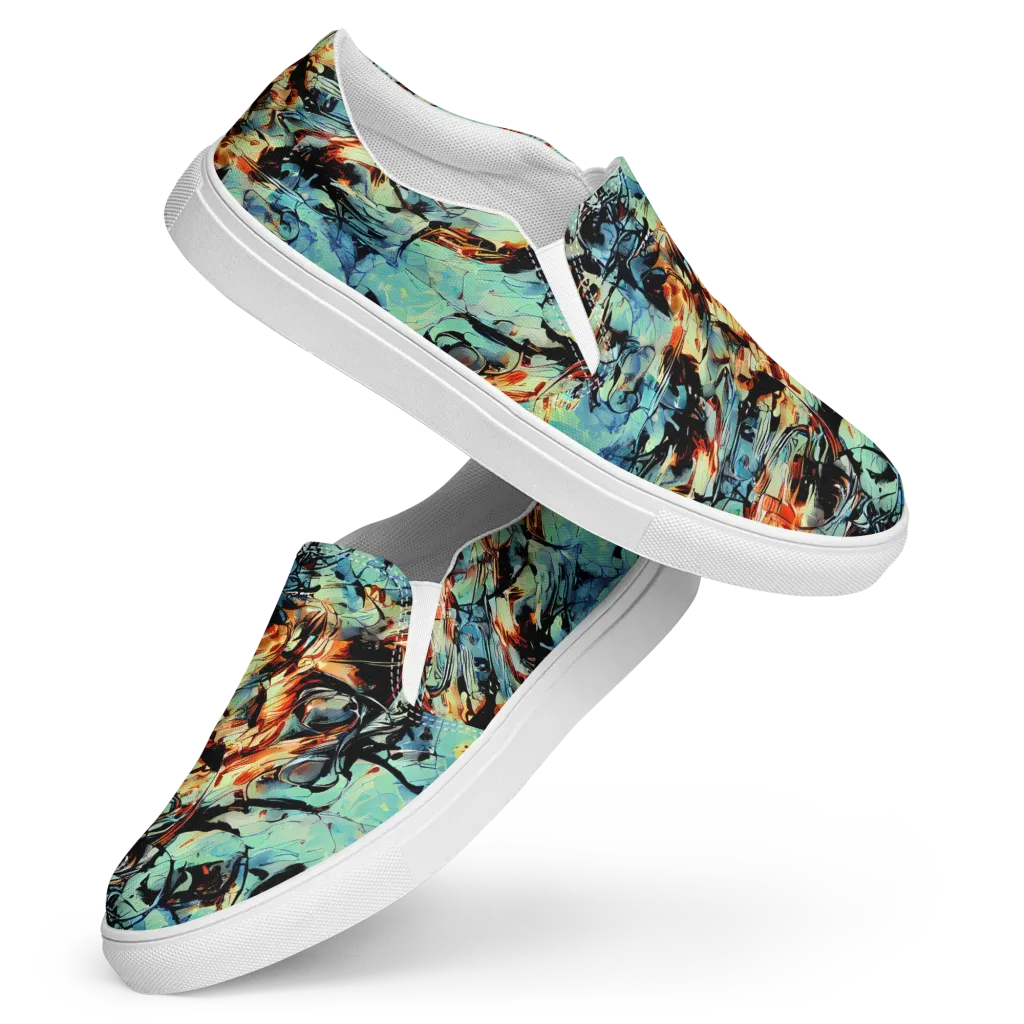 Tidal Flame on Women's Slip-On Canvas Shoes — Front