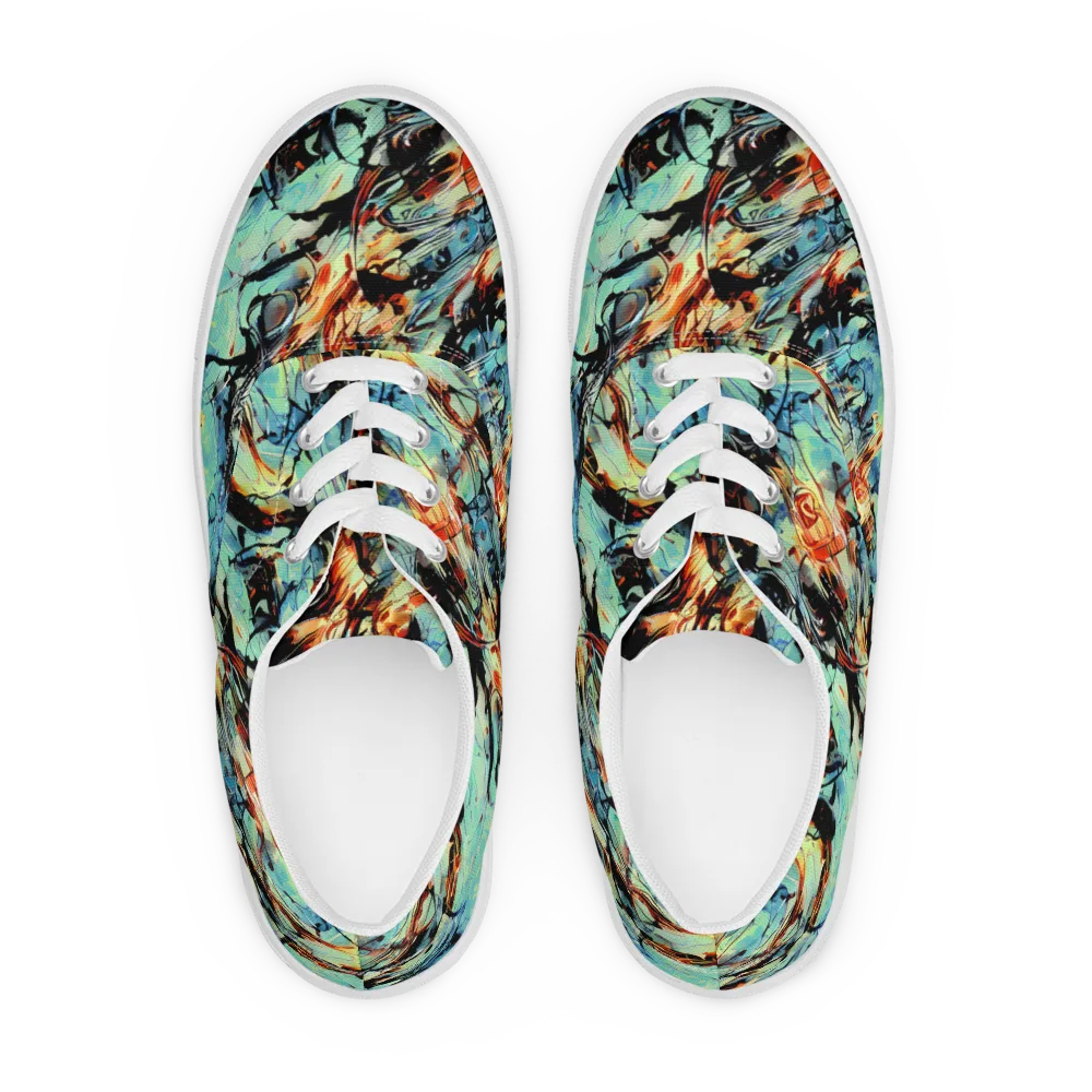 Tidal Flame on Men's Lace-Up Canvas Shoes — Front