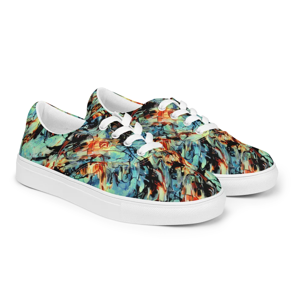 Tidal Flame on Men's Lace-Up Canvas Shoes — Right Front