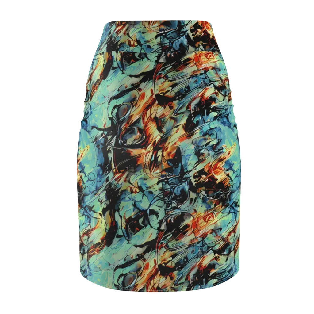 Tidal Flame on Pencil Skirt — Back