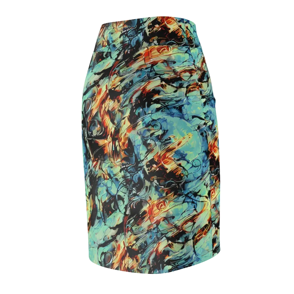 Tidal Flame on Pencil Skirt — Back Side