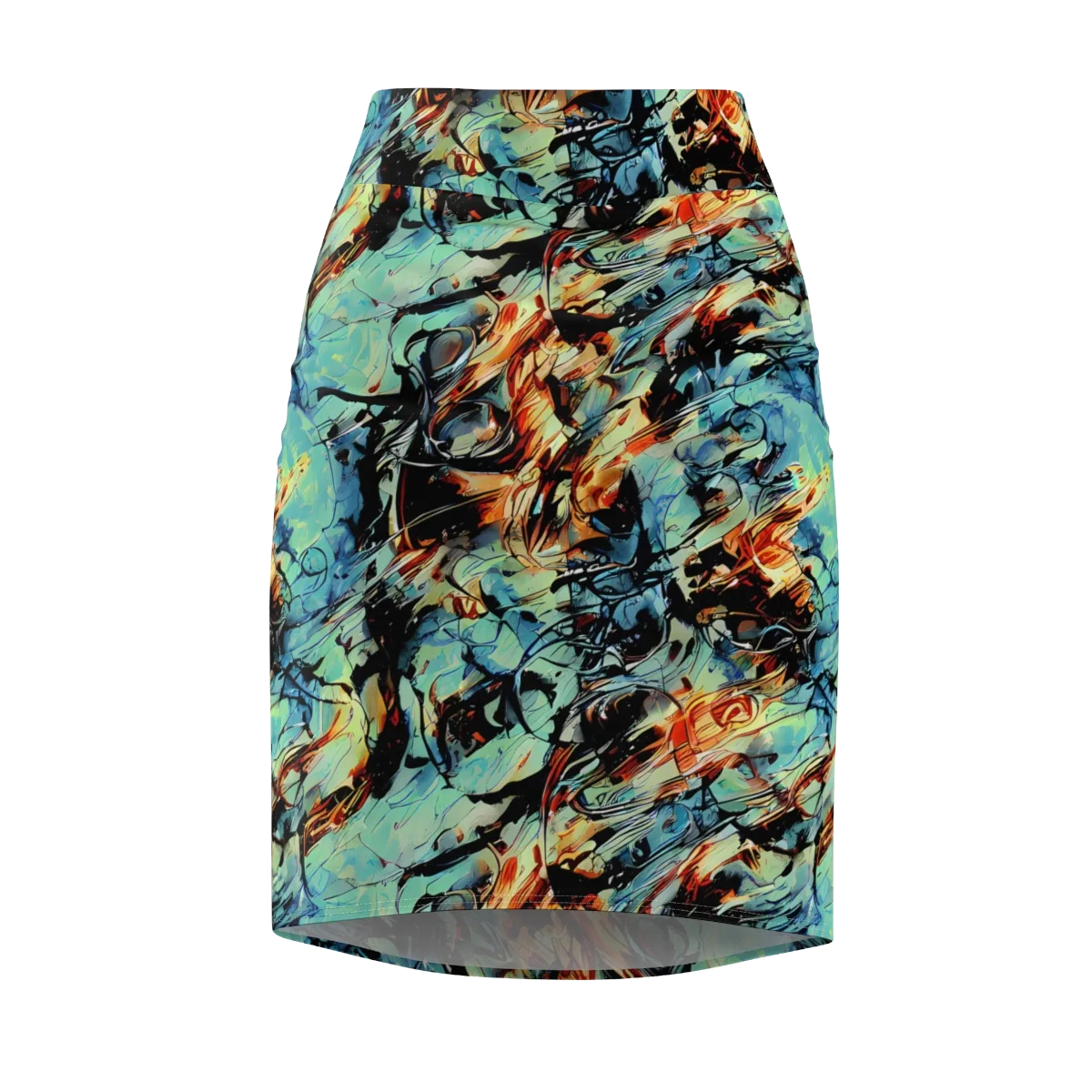 Tidal Flame on Pencil Skirt — Front