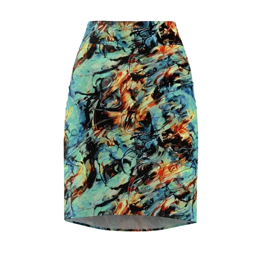 Tidal Flame on a Pencil Skirt
