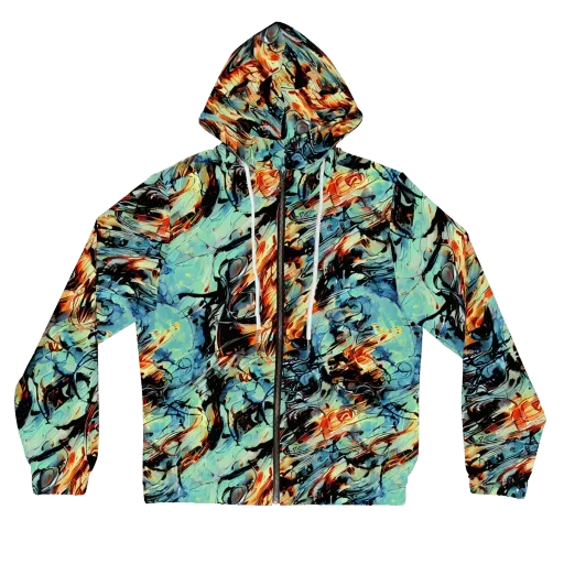 Tidal Flame on a Women's Full-Zip Hoodie
