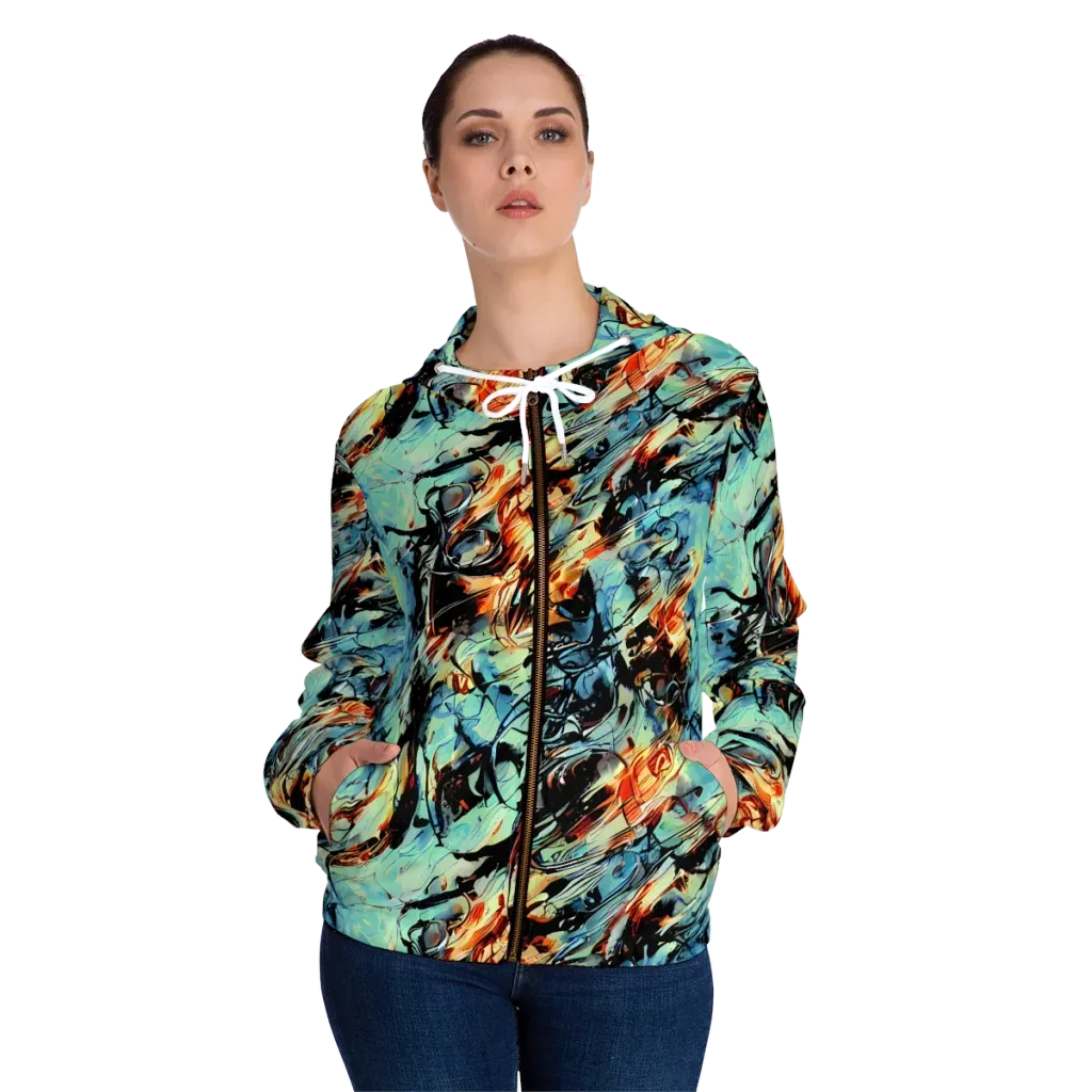 Tidal Flame on Women's Full-Zip Hoodie — Front On Person