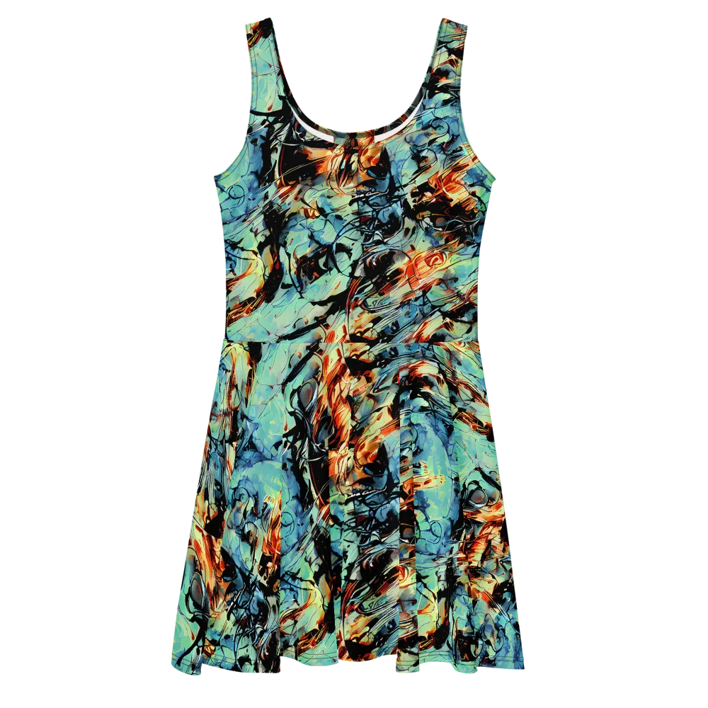 Tidal Flame on Skater Dress — Front
