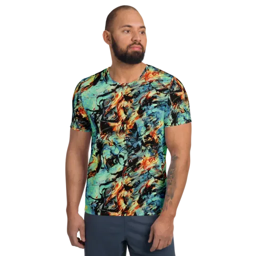 Tidal Flame on a Men's Athletic T-Shirt