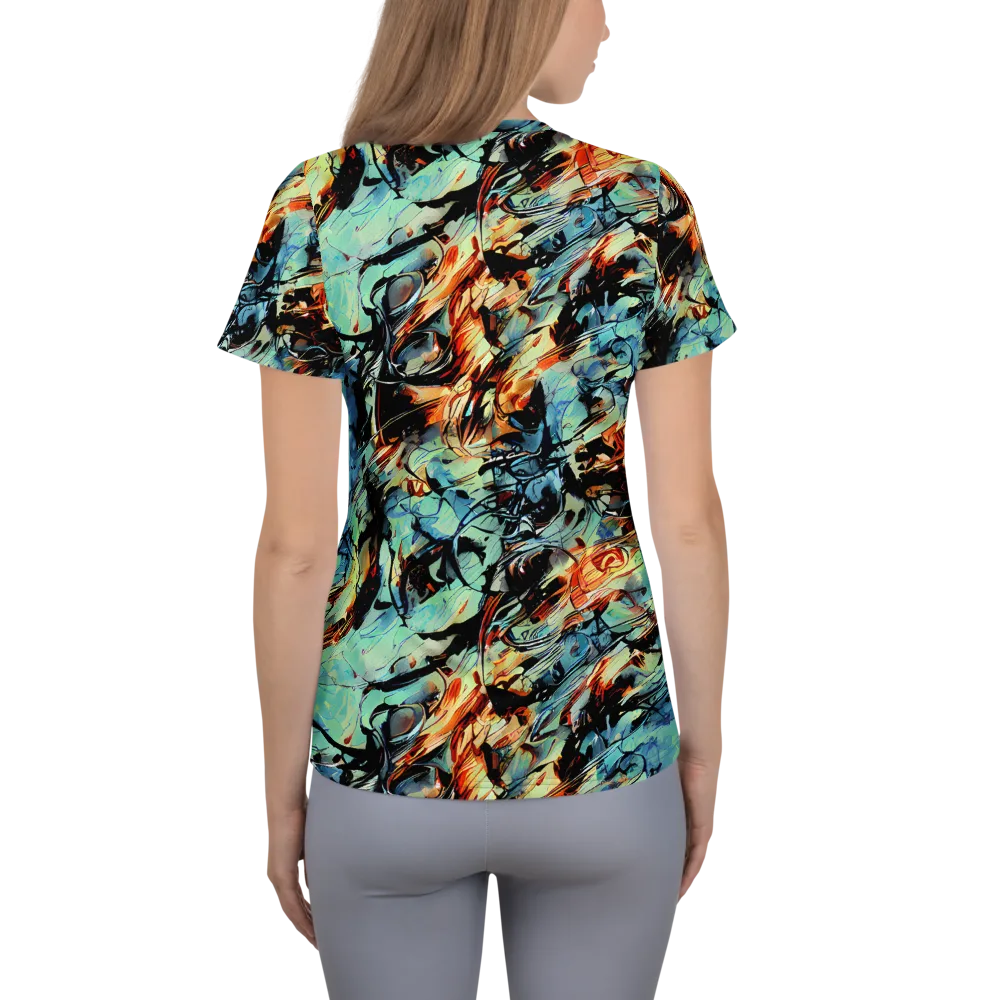 Tidal Flame on Women's Athletic T-Shirt — Back