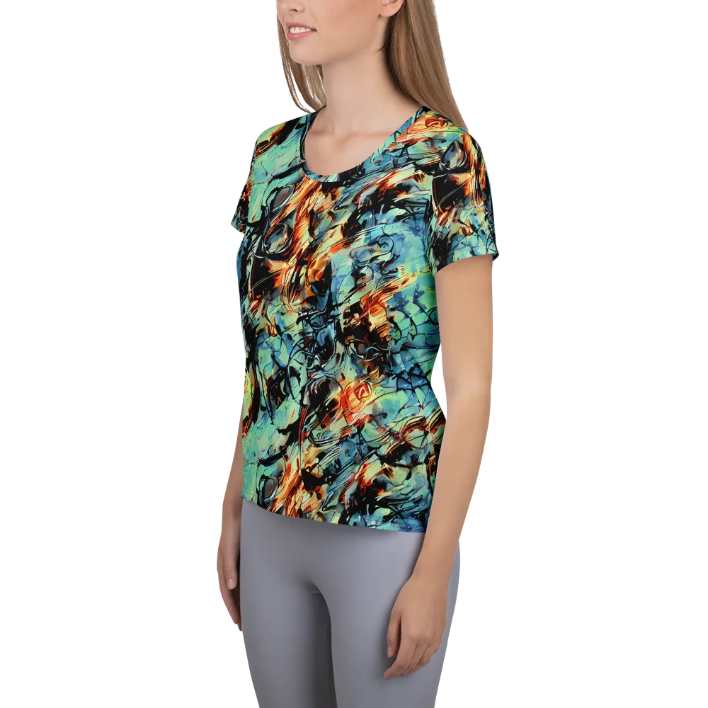 Tidal Flame on Women's Athletic T-Shirt — Left
