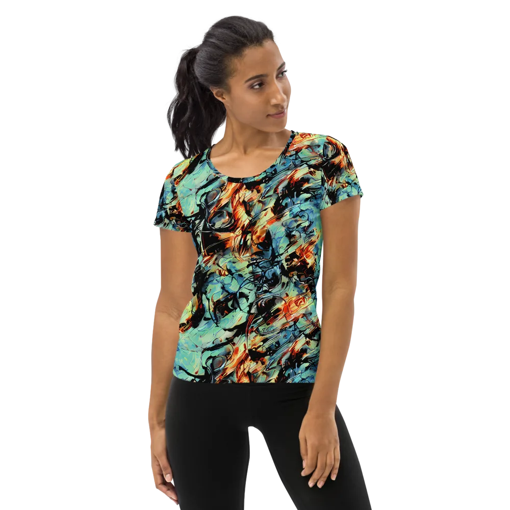 Tidal Flame on Women's Athletic T-Shirt — Front
