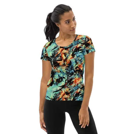 Tidal Flame on a Women's Athletic T-Shirt
