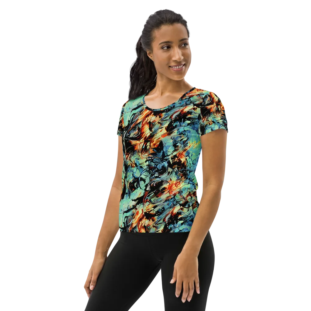 Tidal Flame on Women's Athletic T-Shirt — Left