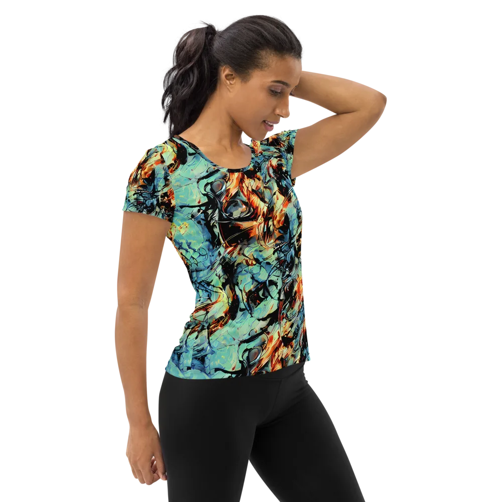 Tidal Flame on Women's Athletic T-Shirt — Right
