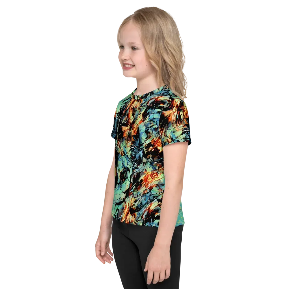 Tidal Flame on Kids Crew Neck T-Shirt — Left