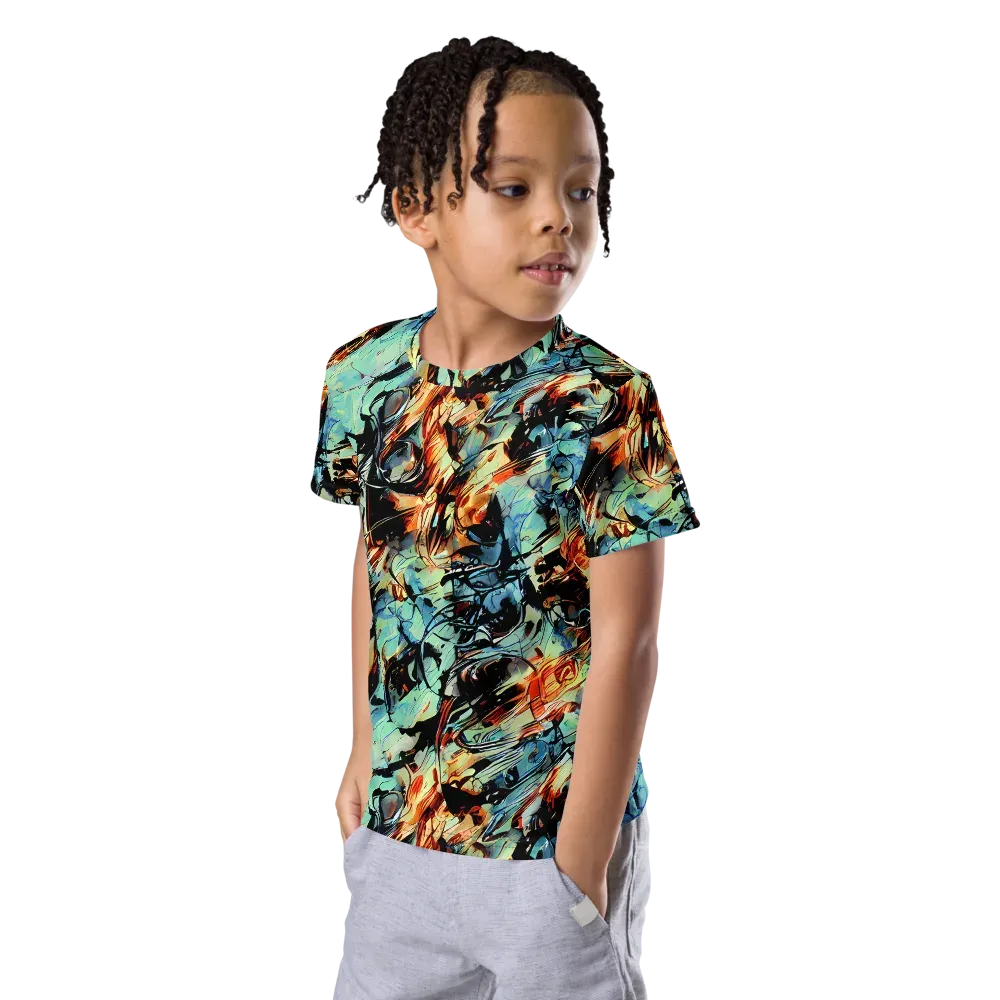 Tidal Flame on Kids Crew Neck T-Shirt — Left Front