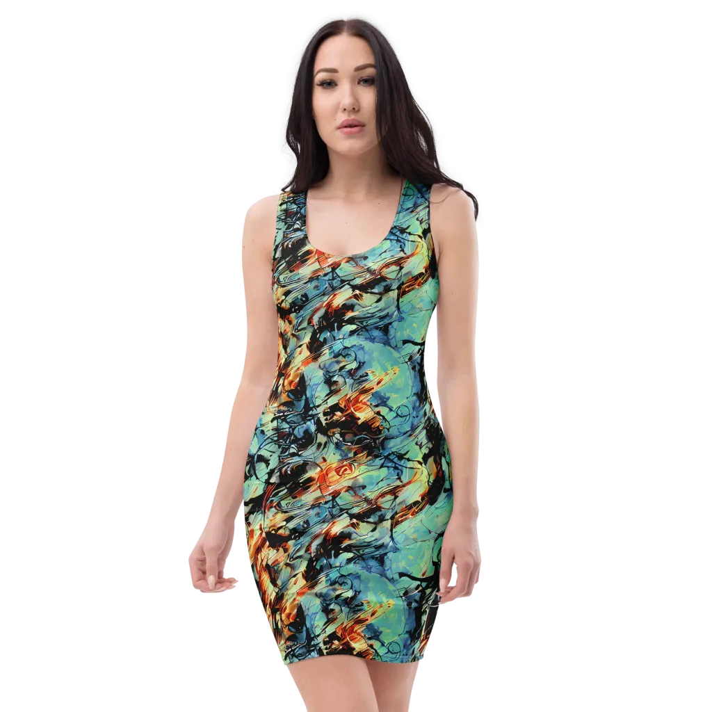 Tidal Flame on Bodycon Dress — Front
