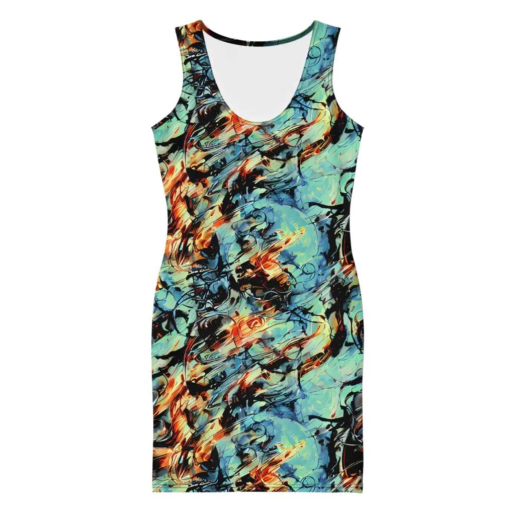 Tidal Flame on Bodycon Dress — Front