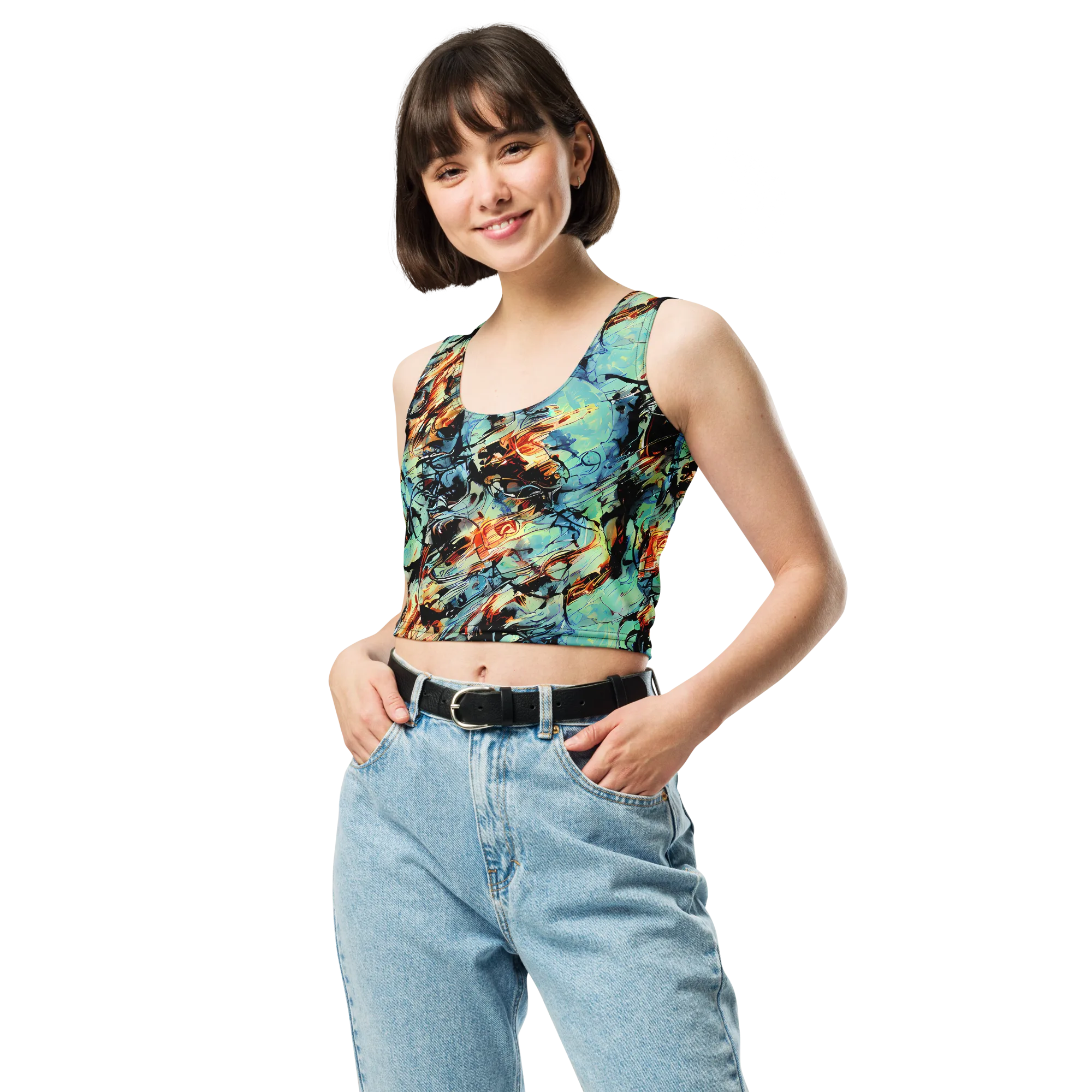 Tidal Flame on Crop Top — Front