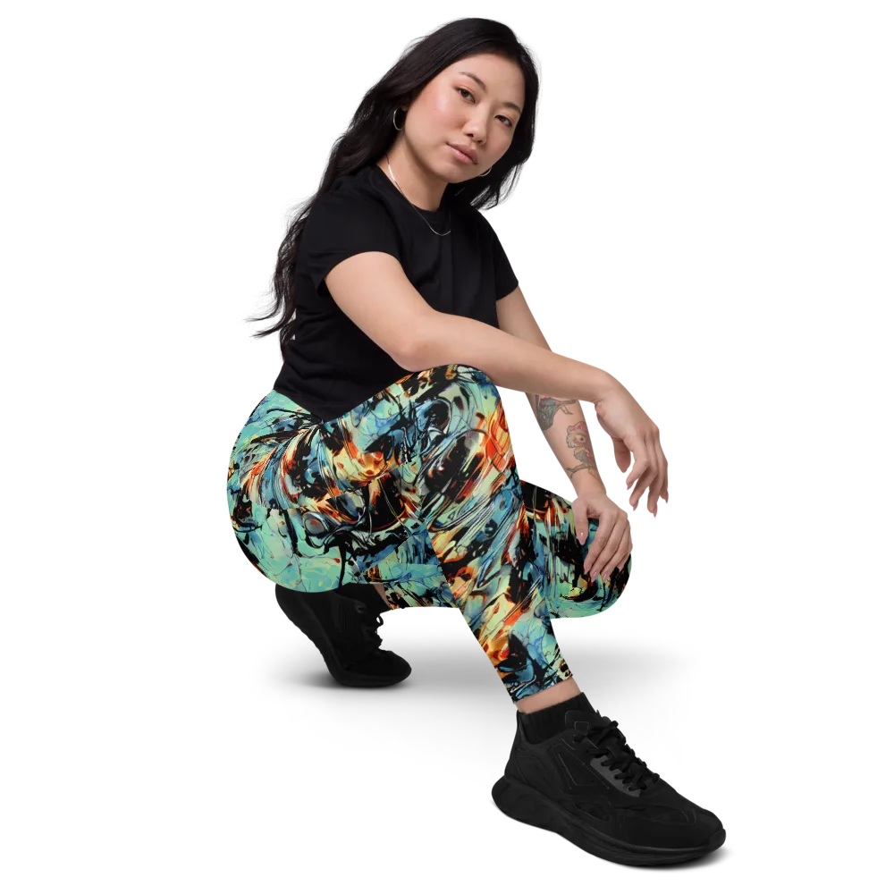 Tidal Flame on Leggings with Pockets — Right Front