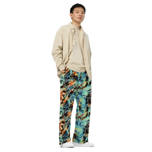 Tidal Flame on a Wide-Leg Pants