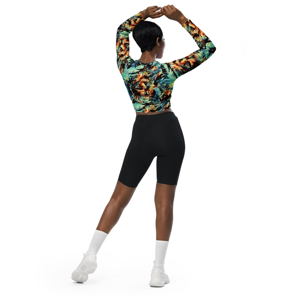 Tidal Flame on Long Sleeve Crop Top — Back